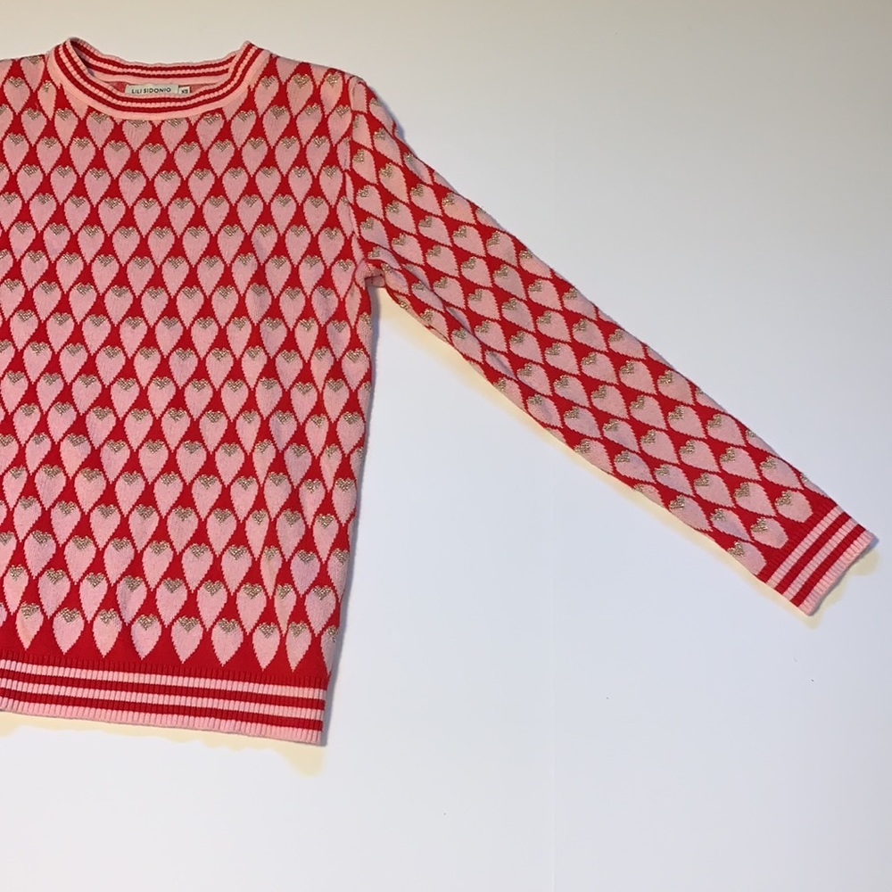 Molly Bracken Lili Sidonio Pink, Red, and Gold Heart Sweater - Women’s XS - Picture 5 of 10